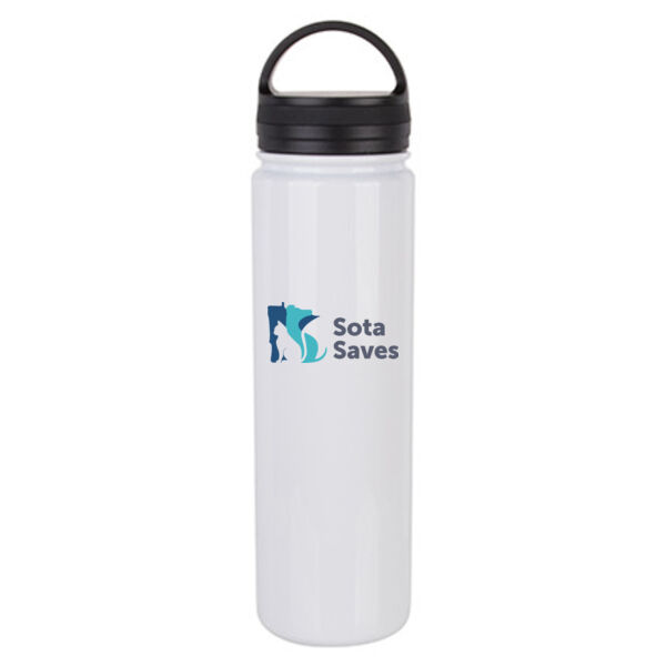 23 Oz Stainless Steel Flask Bottle with Portable Lid - Sublimated Logo Thumbnail