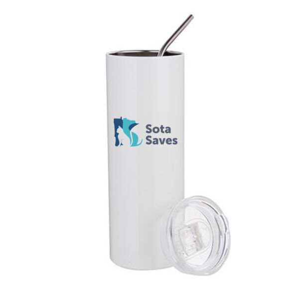 20 Oz Stainless Steel Tumbler with Straw & Lid - Sublimated Logo Thumbnail