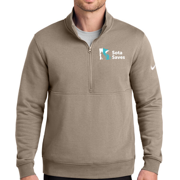 Nike Club Fleece Sleeve Swoosh 1/2-Zip - Embroidered Logo Thumbnail